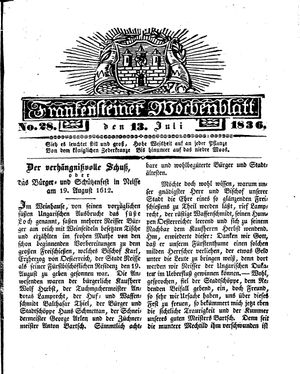 Frankensteiner Wochenblatt vom 13.07.1836