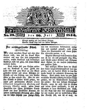 Frankensteiner Wochenblatt vom 20.07.1836