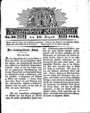 Frankensteiner Wochenblatt vom 17.08.1836