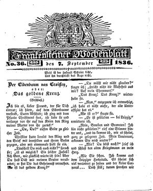 Frankensteiner Wochenblatt vom 07.09.1836
