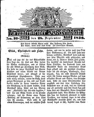 Frankensteiner Wochenblatt on Sep 28, 1836
