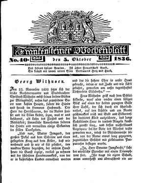 Frankensteiner Wochenblatt vom 05.10.1836