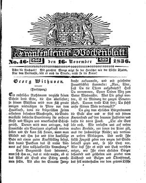 Frankensteiner Wochenblatt vom 16.11.1836