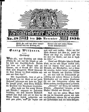 Frankensteiner Wochenblatt vom 30.11.1836