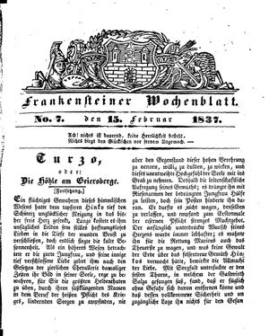 Frankensteiner Wochenblatt on Feb 15, 1837