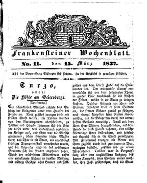 Frankensteiner Wochenblatt on Mar 15, 1837