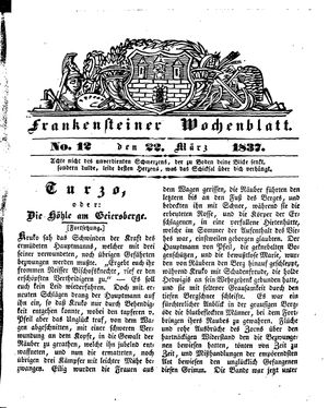 Frankensteiner Wochenblatt vom 22.03.1837