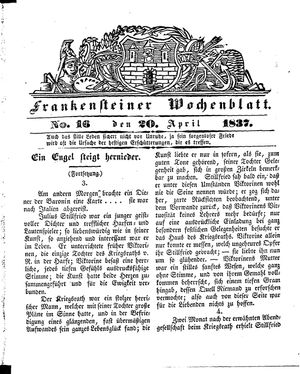 Frankensteiner Wochenblatt vom 20.04.1837