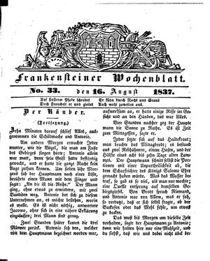 Frankensteiner Wochenblatt vom 16.08.1837