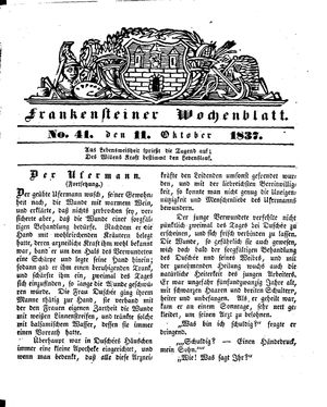 Frankensteiner Wochenblatt vom 11.10.1837