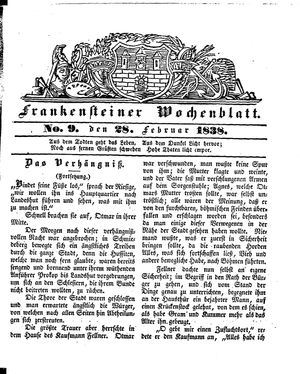 Frankensteiner Wochenblatt vom 28.02.1838