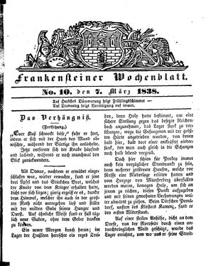 Frankensteiner Wochenblatt vom 07.03.1838