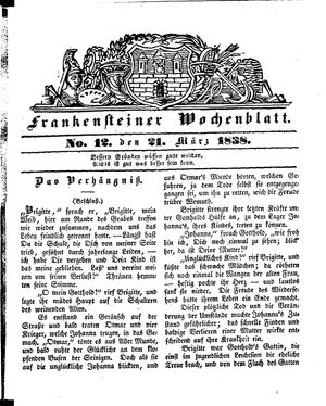 Frankensteiner Wochenblatt vom 21.03.1838