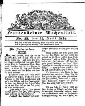 Frankensteiner Wochenblatt vom 11.04.1838