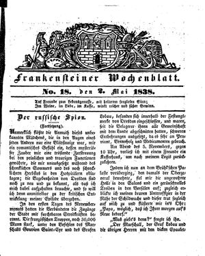 Frankensteiner Wochenblatt vom 02.05.1838