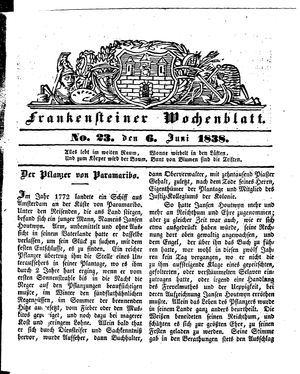 Frankensteiner Wochenblatt vom 06.06.1838