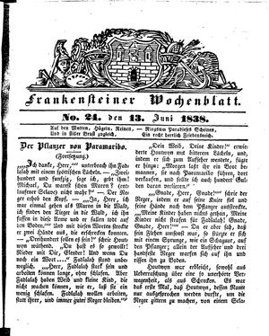 Frankensteiner Wochenblatt vom 13.06.1838