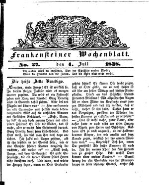 Frankensteiner Wochenblatt vom 04.07.1838