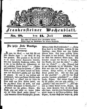 Frankensteiner Wochenblatt vom 11.07.1838