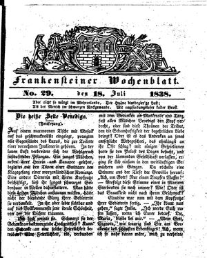 Frankensteiner Wochenblatt vom 18.07.1838