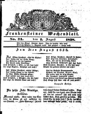 Frankensteiner Wochenblatt vom 01.08.1838