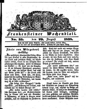 Frankensteiner Wochenblatt vom 29.08.1838