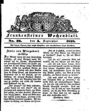 Frankensteiner Wochenblatt vom 05.09.1838
