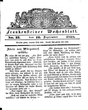 Frankensteiner Wochenblatt vom 12.09.1838