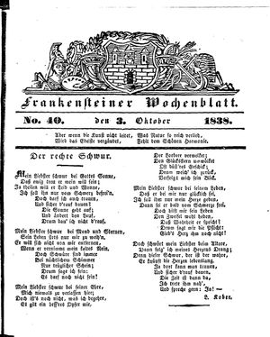 Frankensteiner Wochenblatt vom 03.10.1838