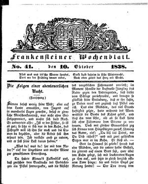 Frankensteiner Wochenblatt vom 10.10.1838