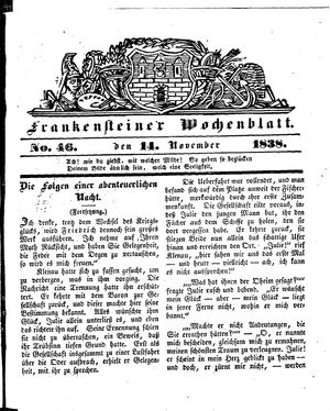 Frankensteiner Wochenblatt vom 14.11.1838