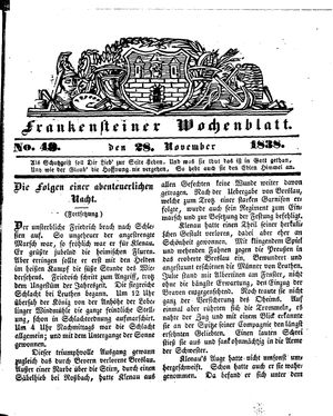 Frankensteiner Wochenblatt vom 28.11.1838