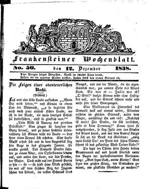 Frankensteiner Wochenblatt on Dec 12, 1838
