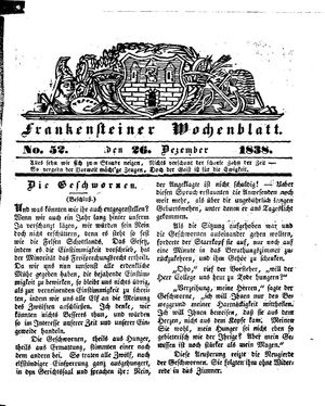 Frankensteiner Wochenblatt vom 26.12.1838
