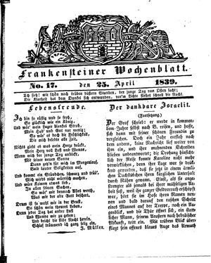 Frankensteiner Wochenblatt vom 25.04.1839