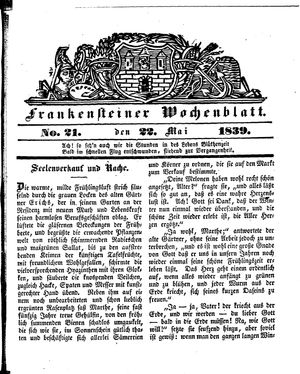 Frankensteiner Wochenblatt vom 22.05.1839