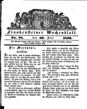 Frankensteiner Wochenblatt on Jul 10, 1839