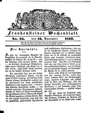 Frankensteiner Wochenblatt on Nov 13, 1839