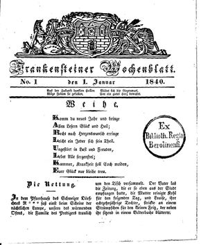 Frankensteiner Wochenblatt on Jan 1, 1840