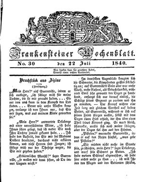 Frankensteiner Wochenblatt on Jul 22, 1840