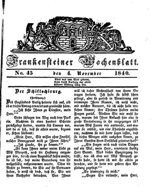 Frankensteiner Wochenblatt on Nov 4, 1840