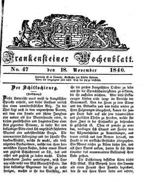 Frankensteiner Wochenblatt on Nov 18, 1840