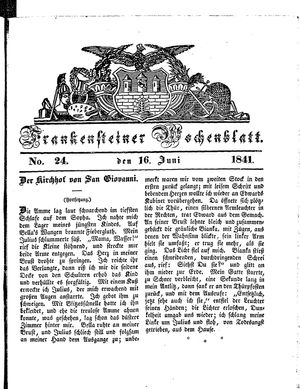 Frankensteiner Wochenblatt on Jun 16, 1841
