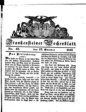Frankensteiner Wochenblatt on Oct 27, 1841