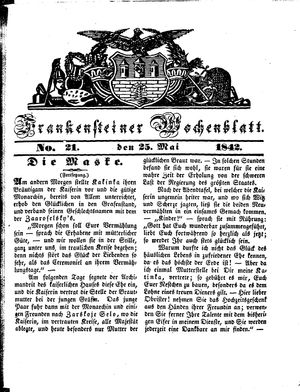 Frankensteiner Wochenblatt vom 25.05.1842