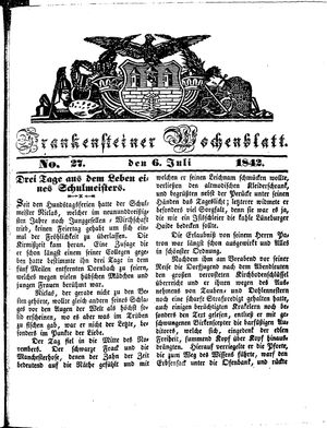 Frankensteiner Wochenblatt vom 06.07.1842