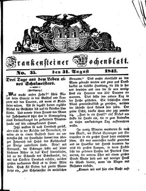 Frankensteiner Wochenblatt vom 31.08.1842