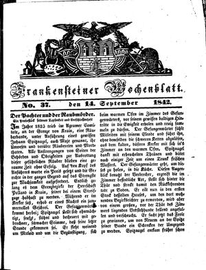 Frankensteiner Wochenblatt vom 14.09.1842