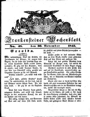 Frankensteiner Wochenblatt vom 30.11.1842
