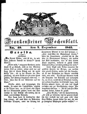 Frankensteiner Wochenblatt vom 07.12.1842